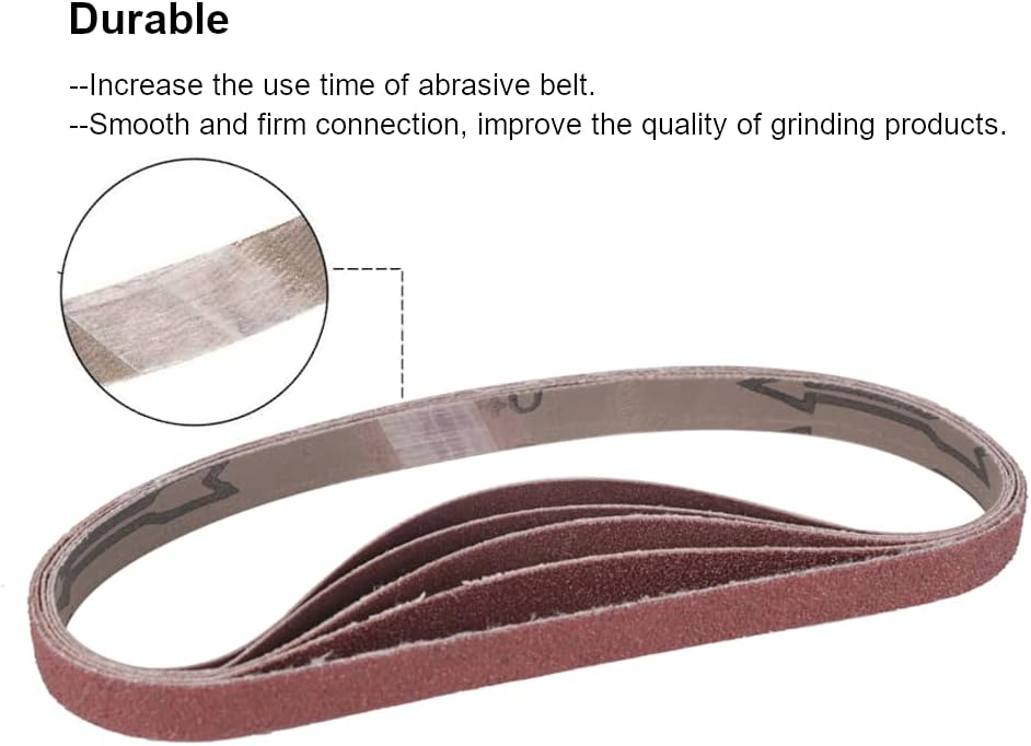 Zivisk 1/2 Inch x 18 Inch Sanding Belts, 4 Each of 60/80/120/180/240 Grits, Belt Sander Tool for Woodworking, Metal Polishing, 20 Pack Aluminum Oxide Sanding Belt