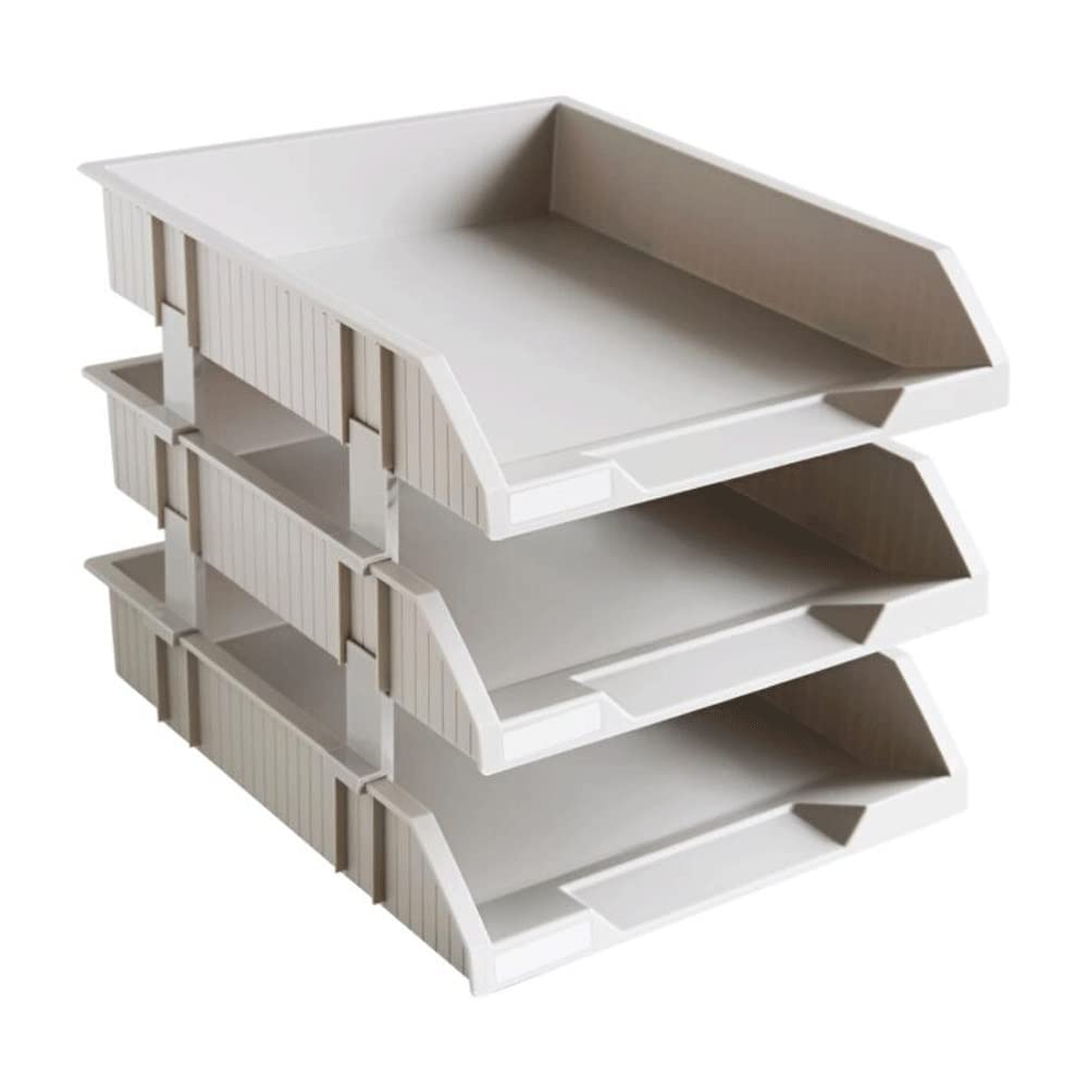 vassoi portadocumenti, Vassoio impilabile a 3 livelli, organizer da scrivania, portadocumenti e supporto da tavolo for accessori for lettere di carta(Black)