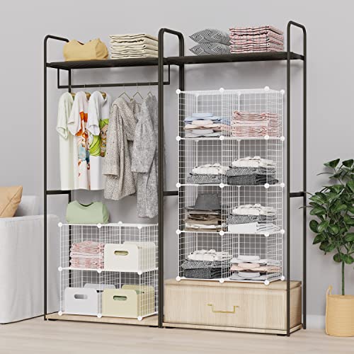 Image of HOMIDEC 4 Cube Wire Storage Shelves, Multifunctional DIY Wire Fence Wardrobe Closet Cabinet Bookcase Bookshelf Perfect for Office /Livingroom /kitchen /Bathroom