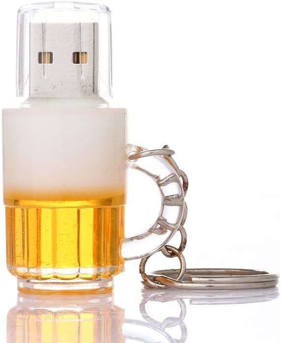 Fun Key USB Flash Drive Memory Stick 8 G Gold Beer Mug White