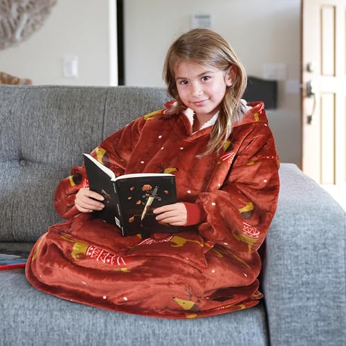 image for Catalonia Xmas Dachshund Blanket Hoodie for Kids, Oversized Wearable S