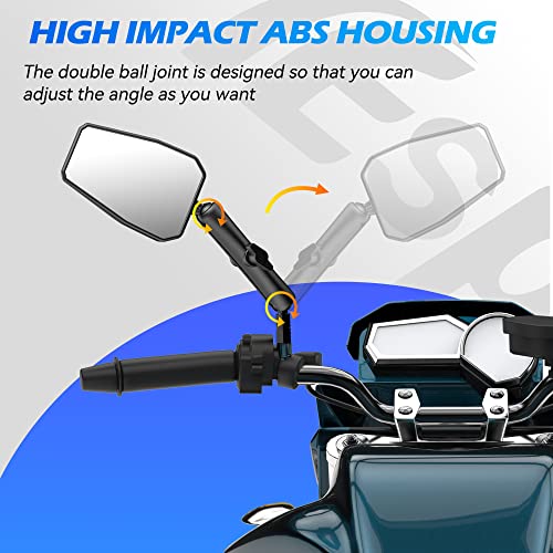 Esploratori Motorcycle Rear View Mirrors, Black Universal Angle Adjustable Motorcycle Mirror With 7/8" Handlebar Mount And 8/10Mm Screws Compatible With Street Dirt Bike Scooter Moped Cruiser Atv #TOP2