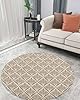 Brown Floral Fluffy Round Area Rug Carpets 4ft, Plush Shaggy Carpet Soft Circular Rugs, Non-Slip Fuzzy Accent Floor Mat for Living Room Bedroom Nursery Home Decor Vintage Modern Geometric Abstract Art #1