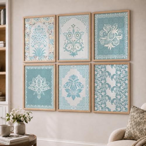 Image of kotart - Madhubani Art Paintings with Frame for Home Decoration - Traditional Framed Painting Living Room Bedroom Office Decor - Wall - Set of 6 (14X20 Inch, B)