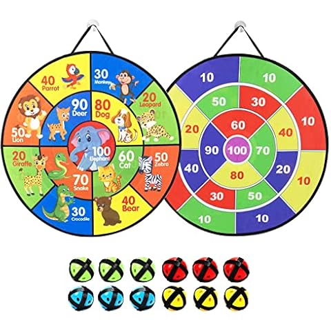 Ctrunit Foldable Dart Board Game Set, Safe Children's Dartboard Set with 12 Sticky Balls, Christmas Dart Games Gift, 26 Inch Double-Sided Dartboard for Indoor Outdoor Game Cover