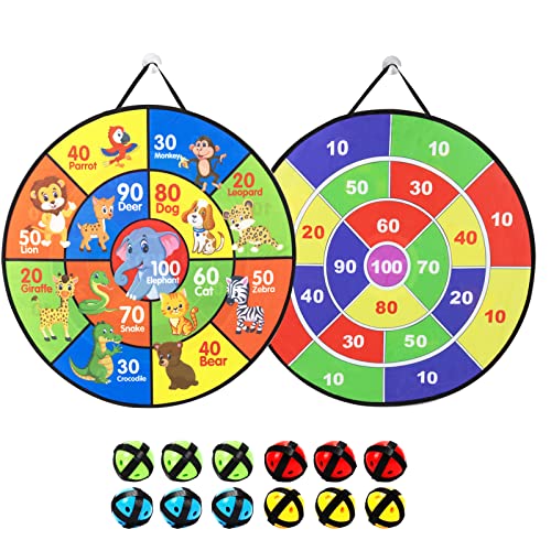 Ctrunit Faltbares Dart-Brettspiel-Set, Sicheres Kinder Dartscheiben-Set mit 12 klebrigen Bällen,Weihnachts-Dart-Spiele-Geschenk, 26'' doppelseitige große Dartscheibe für Indoor Outdoor Spiel Cover