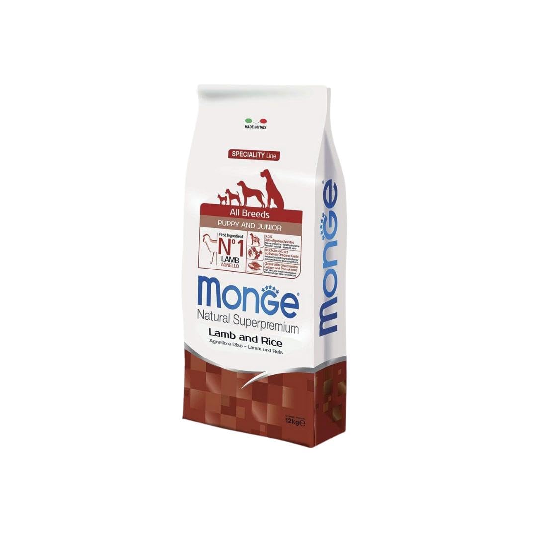 Monge All Breeds - Comida completa para perros y cachorros de todas las tallas, sabor cordero 12 kg