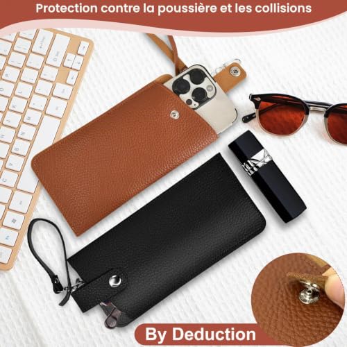 CiShow Lot de 4 étuis à lunettes souples pour lunettes de soleil, étui à lunettes en cuir PU, étui à lunettes de protection, étui à lunettes de lecture portable pour lunettes de lecture myope, poches – vue 5