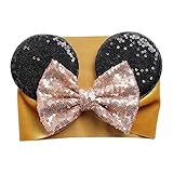 Baby Mouse Ears Headband for Newborn Infant to Toddler Girl Gold and Black Velvet and Sequin wide...
