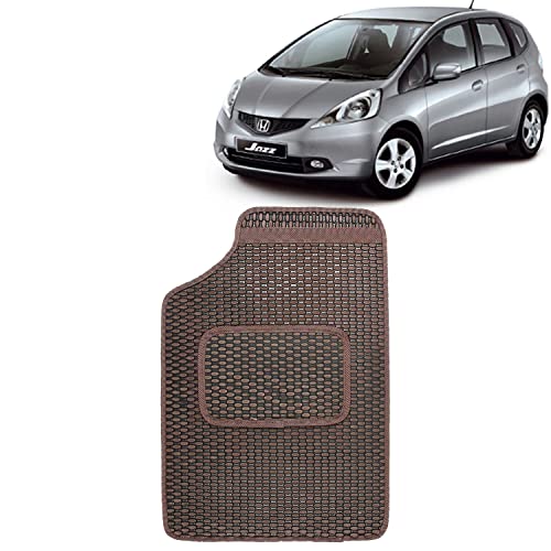 Image of Kingsway Dotted Design Car Floor Foot Mats Universal Fit for Honda Jazz, Model Year : 2009-2014, Water and Dustproof, Color Brown, Set of 5 Pieces