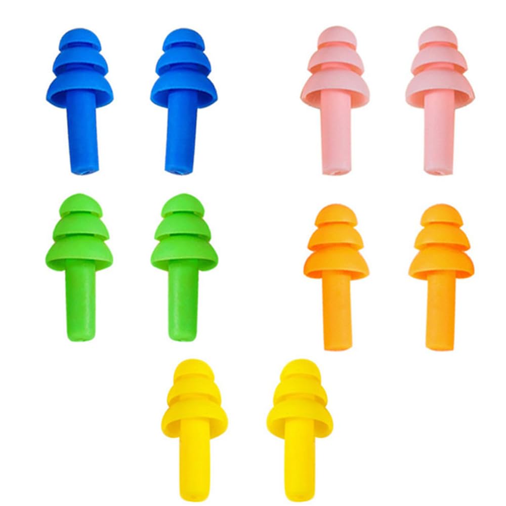 Tapones para Oídos de Silicona para Natación Dormir Buceo - 5 Pares Multicolor Niños Adultos