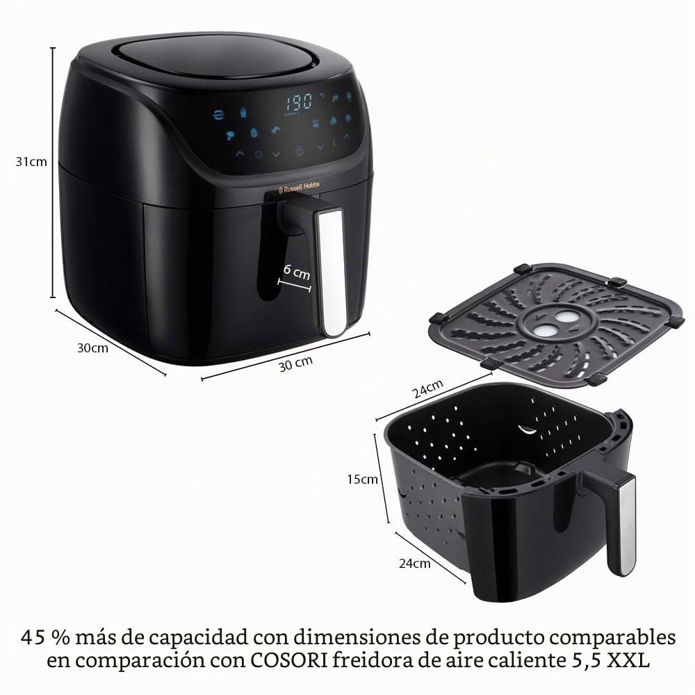 Juego de paquete: freidora de aire caliente Russell Hobbs XXL 8l [7 funciones de cocción|10 programas] AirFryer 27170-56 y molinillo de sal y pimienta eléctrico Russell Hobbs [juego de 2] 23460-56