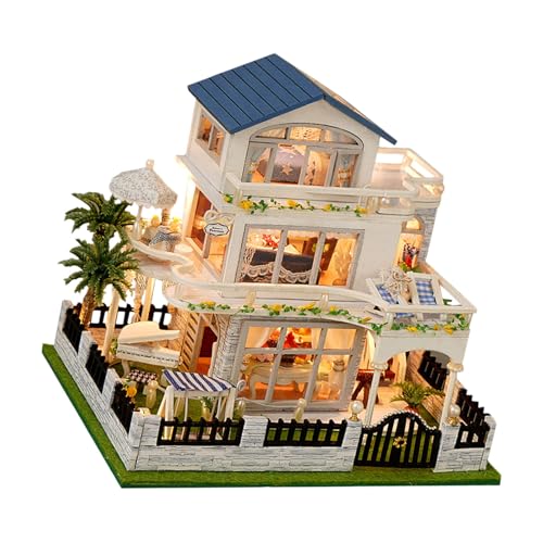 Modelo de casa de madera personalizable, guía de montaje detallada, proyecto de interés creativo, novatos, fácil montaje