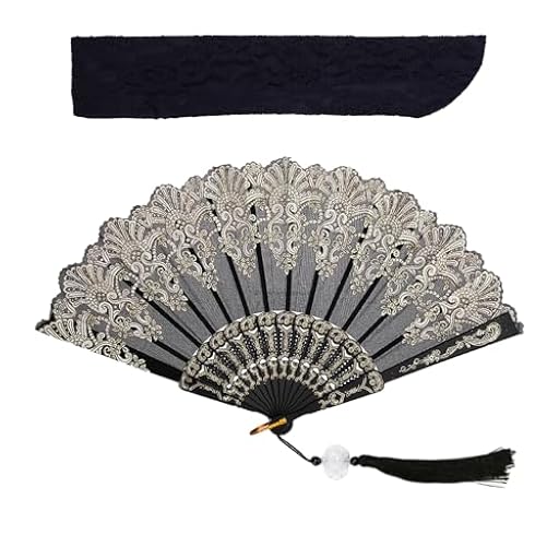 Guyode Abanico Negro, Encaje Abanicos Personalizados, Plástico Abanicos Originales, Duradero Abanico Pequeño, Estampado Dorado Abanicas de Boda para Bailes y Espectáculos de Bodas | Ya disponible en tu tienda friki favorita! En mundofriki.es!