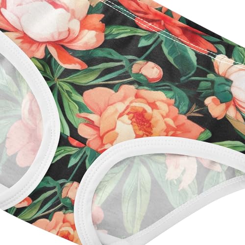 Toddler Girls Underwear 2t Cotton Panties Little Girl Cartoon Undies Kids Briefs Vintage Red Floral Elegant Flowers4