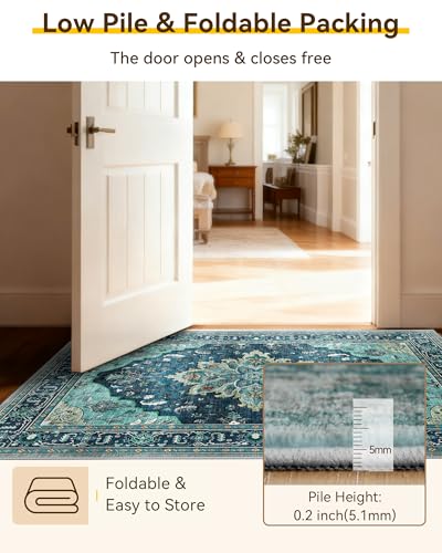 Tapete decorativo rectangular 5'x7' RELEANY Teal miniatura 5
