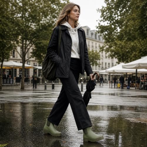 Image of planone Fashion Short Rain Boots for Women Waterproof Chelsea Ankle Boots