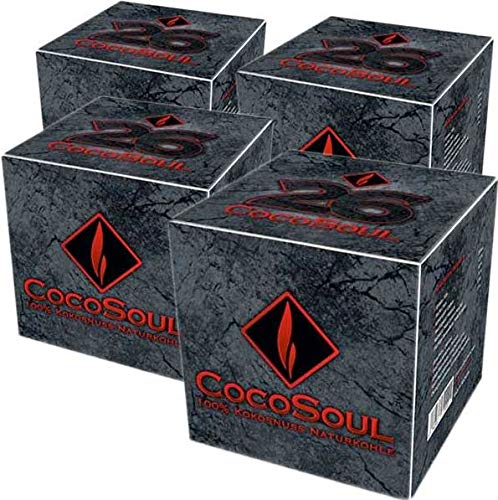 CocoSoul 4 x 1 kg 100% Coconut Natural Charcoal for Shisha & BBQ