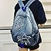 Joygoodta Y2k Backpack, Lightweight Travel Denim Backpack with Multi-Pocket, Retro Jean Large Star Bag for Students & Adults, Blue