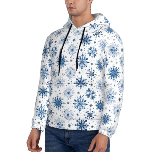 Hoodies For Men - Blue Snowflakes Print Long Sleeve Casual Men'S Hoodies & Sweatshirts Pullover With Pocket3