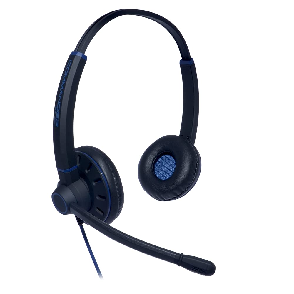 JPL Casque Commander-PB-QD (V2) Binaural, Filaire, Professionnel Bureau/Centre de Contact, Système de Déconnexion Rapide (QD), T-Bar Pivotant, Surround Shield Antibruit & Pochette Souple Housse de