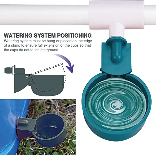 [6 Pack] Chicken Waterer With Pvc Tee Fitting, Automatic Chicken Water Cups Chicken Waterer Nipples For Poultry Duck Quail Turkey,Navy Blue #TOP3