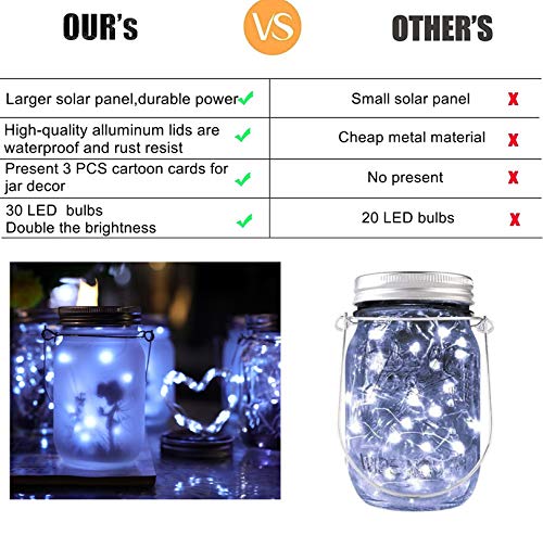 Solar Mason Jar Lights - Solar Fairy String Lights ,Lids With 8 Hangers.fairy Lights Solar Powered Outdoor Waterproof ,For Mason Jar Décor ,Christmas Decorations,Patio Yard Garden Outdoor (No Jars) #TOP5