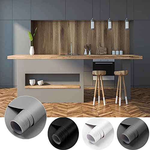 Cahomo Papel de contacto de 0.61 x 5.5 m (ancho x largo), papel pintado para reforma de estante, mesa, cajón, puerta, decorativo, grueso, película de vinilo extraíble con raspador, color gris Cover