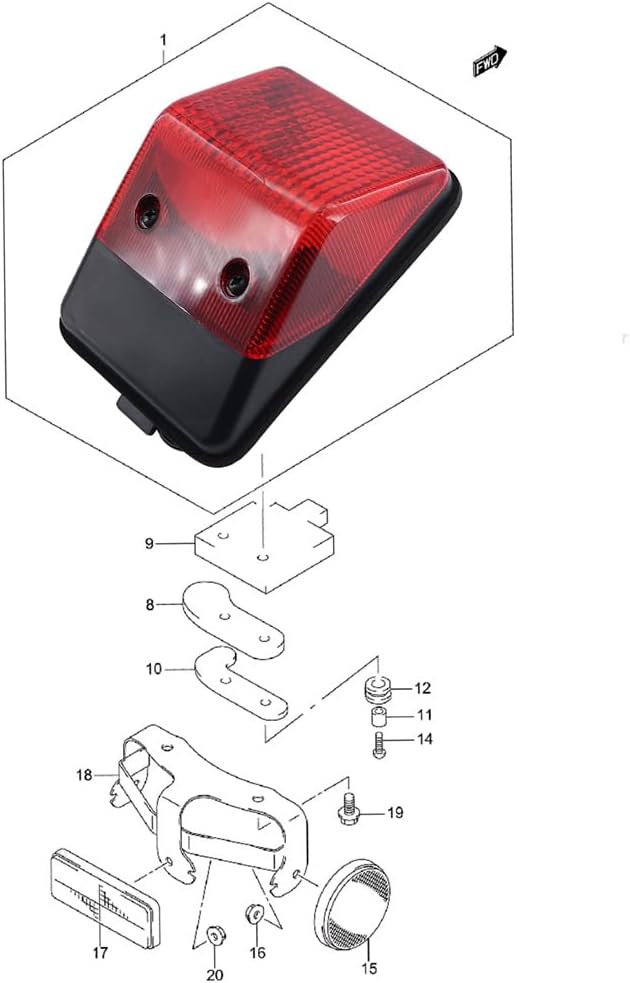 JIK Rear Brake Stop Light Lamp Assembly for Suzuki DRZ250 2001-2007 DR650SE 1996-2026 35710-13E11