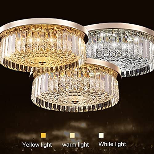 Lustre en cristal K9 moderne rond européen de 35cm avec éclairage LED télécommandé