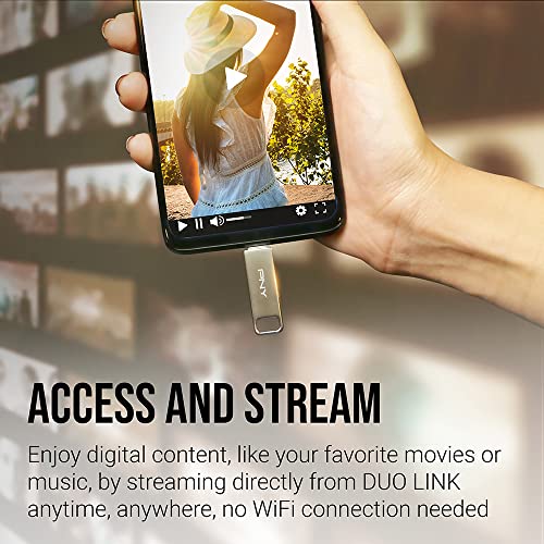 Image of PNY 256GB Duo Link USB 3.2 Type-C Dual Flash Drive for Android Devices and Computers - External Mobile Storage for Photos, Videos, and More - 200MB /s