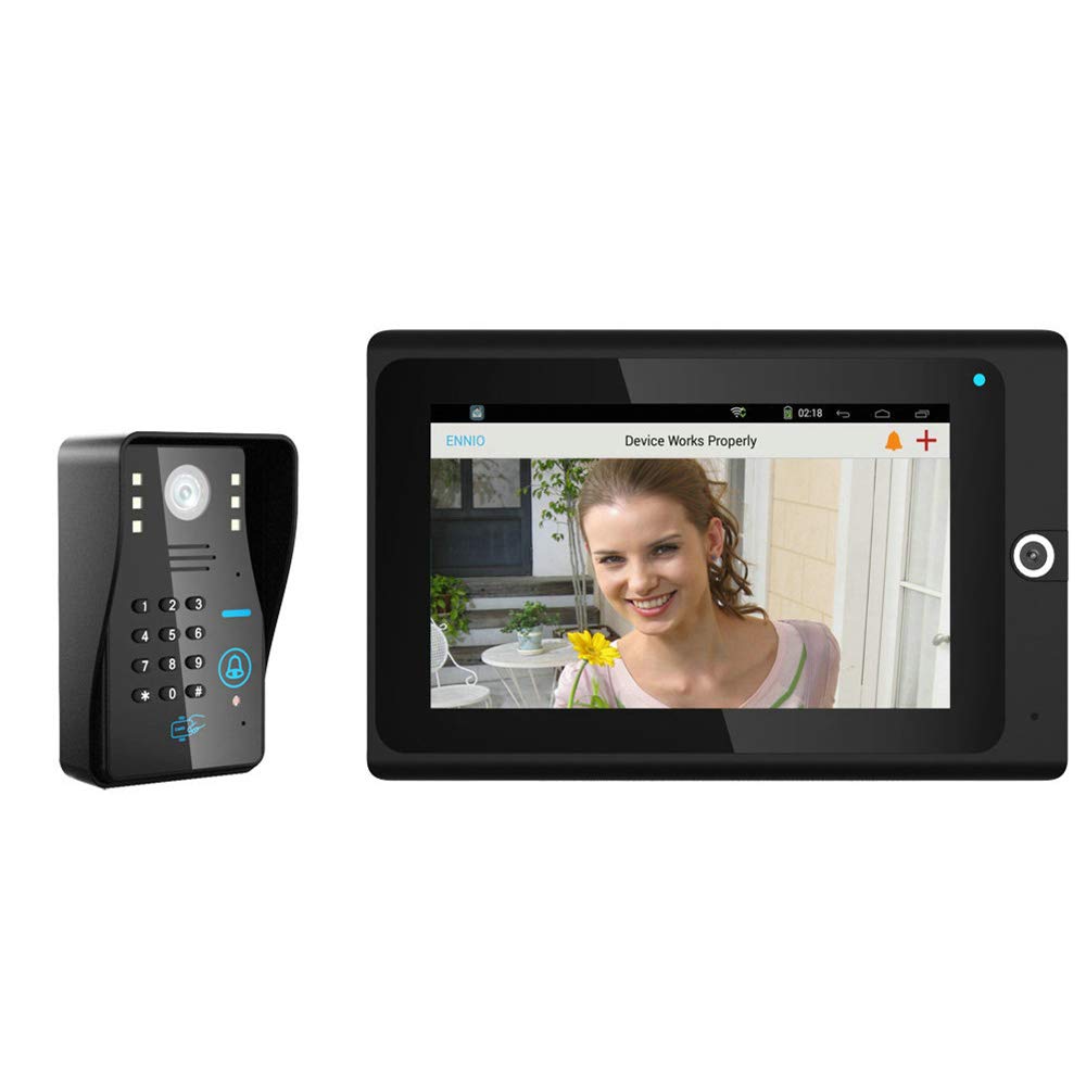 Domofon System 7-Calowy Wideodomofon Wifi Bezprzewodowa Kamera Rfid Hasło Ip, B, A