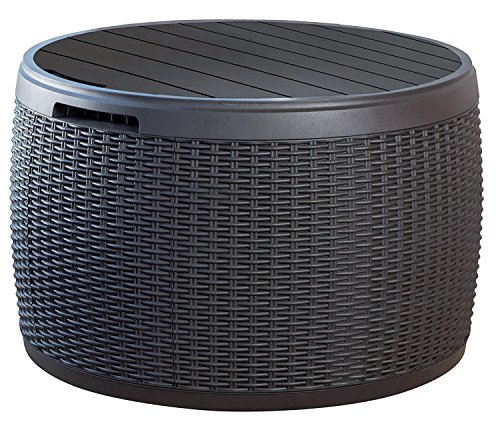 Keter - Arcón exterior redondo Circa ratán, Capacidad 143 itros, Color marrón