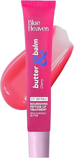 Blue Heaven Butter &amp; Balm (15 Gm) Peptide based Tinted Lip Balm with SPF 20 PA++| Infused with Cupuacu Butter | Smoothing...