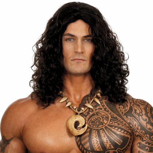 ALLAURA Black Long Wavy Hair Cosplay Wigs for Mens — Compatible with Demigod Maui Wig Polynesian Demigod — Also Compatible with Game of Throne Costume Jon Snow Wig