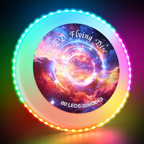 IEEILULU Frisbee Leuchtend LED Frisbee mit 20 Lichteffekte 60 LEDs Wasserdicht Leuchtende für Camping Pool Strand Outdoor Spiele Spielzeug Geschenk für Erwachsene Kinder