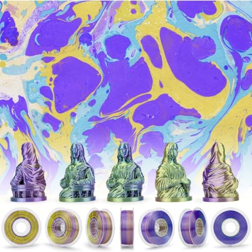 Image of FiLAMONT PLA Silk Filament 1.75mm, 3D Printer Filament, Shiny Silk 1.75 PLA Filament, 1kg(2.2Lbs) /Spool (Silk Gold Blue Purple)