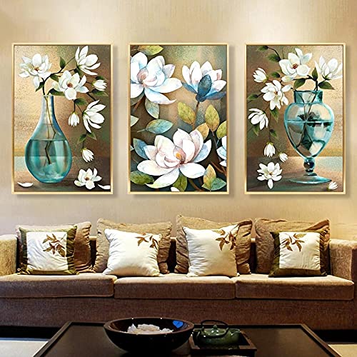 Peinture d'art abstrait vase vintage Giclée 3 pièces 50x70cm sans cadre pour salon