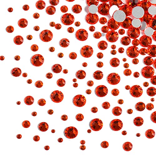 Image of Beadsland Rhinestones for Makeup,8 Sizes 2500pcs Orange Flatback Rhinestones Eye Gems for Nails Crafts with Tweezers and Wax Pencil,Orange,SS4-SS30
