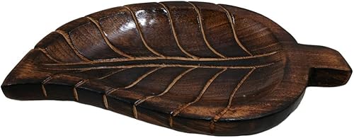 collectiblesBuy Bandeja de madera con diseño de hojas para servir, mesa de desayuno, decoración de cocina, bandeja de fruta seca de madera, hecha a