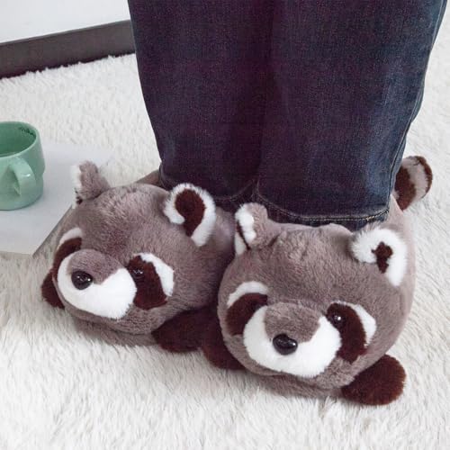 Women's Slippers Cute Wild Animal Fuzzy Plush Funny Slippers Novelty Fox Raccoon Red Panda Sloth Hedgehog Squirrel Koala Cozy Soft Winter Warm House Shoes for Indoor/Outdoor2