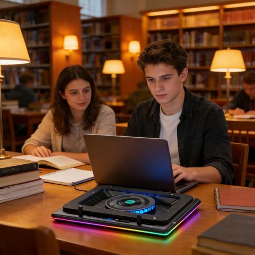 Base enfriadora ajustable con luces LED para laptops 15.6-19" miniatura 2