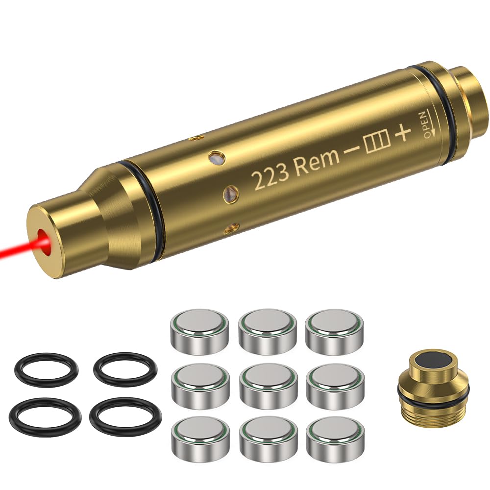 AETRONIX 223REM Dry Fire Practice System Laser Cartridge Laser Training Bullet with Rubber Snap Cap and Batteries Use for Rifle 223Remington(Gold)