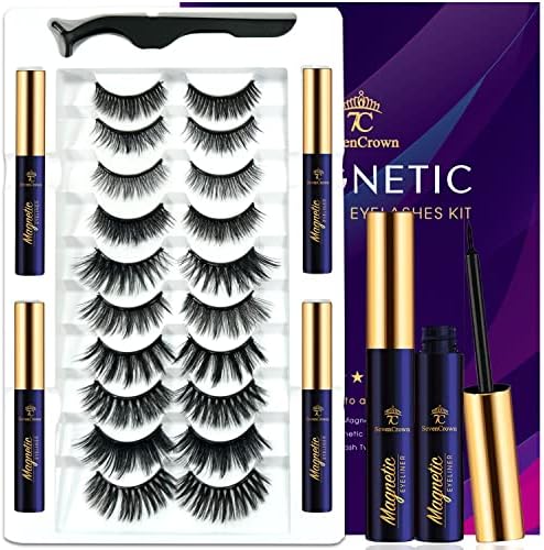 Amazon.com: 7C SevenCrown 3D Magnetic Eyelashes Natural Look- Mix 10 ...