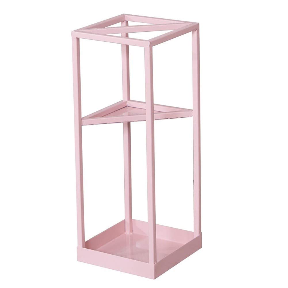 Porte-parapluies design rose 20x20x53cm à double niveau