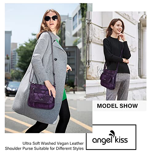 Image of Angelkiss Small Womens Crossbody Bag Leather Shoulder Purse for Women Hobo Bag with Adjustable Shoulder Strap