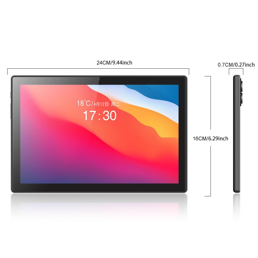 Crelander Tablet Android 13 10,1 pollici, SIM Card 4G LTE, 12 GB + 512 GB, 8000 mAh, doppia fotocamera, Bluetooth/WiFi, bundle con custodia, tastiera, mouse e stilo (nero)