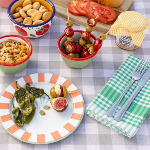 Talking Tables Bon Appetit Handgefertigtes Emaille-Teller mit Oliven-Design langlebig leicht perfekt für Outdoor-Dining Picknick Camping und Strand stilvolles Sommergeschirr spülmaschinenfest 20 cm
