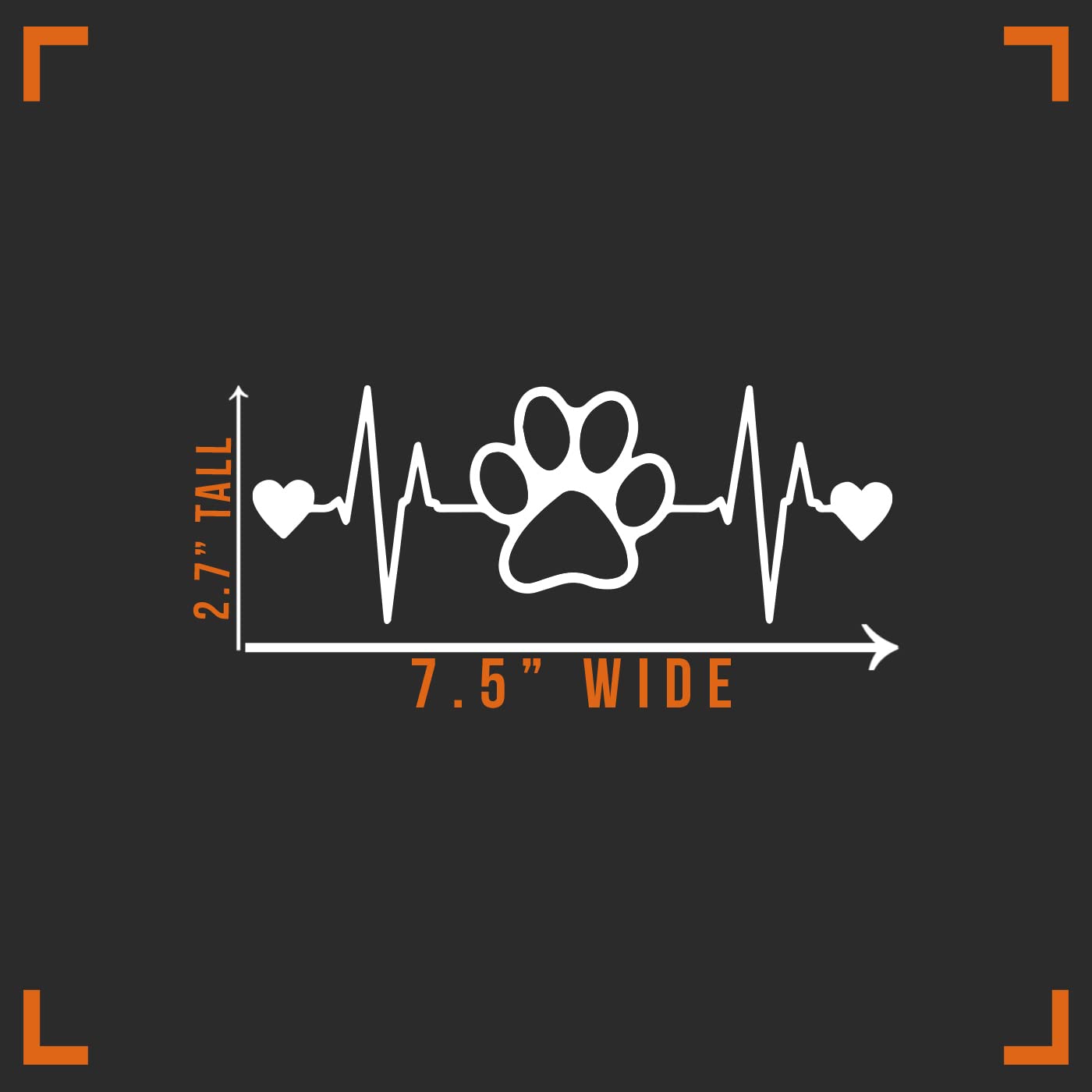 Holographic Dog Paw & Heartbeat Vinyl Decal Sticker - 7.5" X 2", For Car, Laptop, Wall, Outdoor