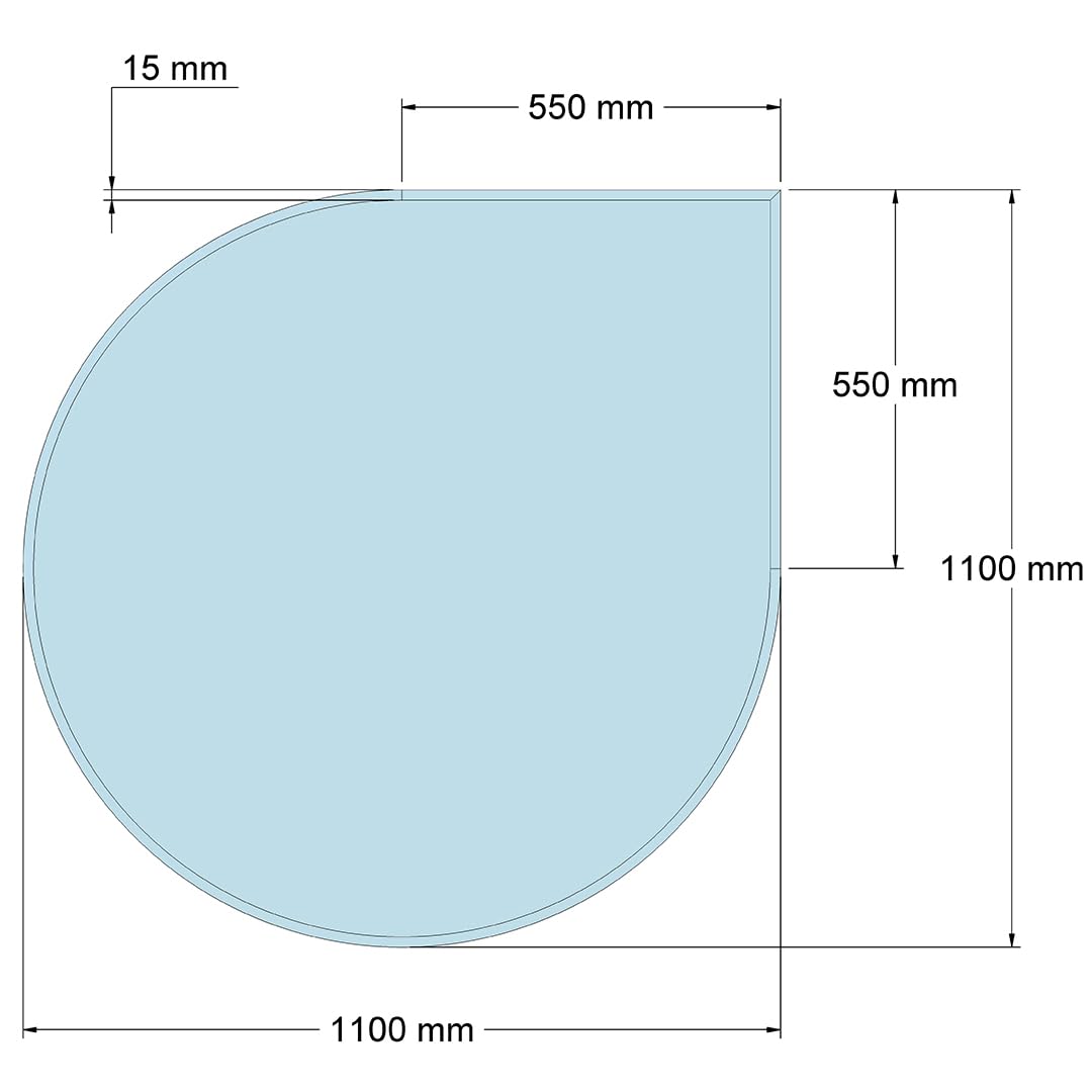 Feuercampus Funkenschutzplatte Glas Tropfen 110×110×0,8 cm ESG Kamin Bodenplatte hitzebeständig Schutzplatte Feuerstelle Ofenunterlage Sicherheitsglas